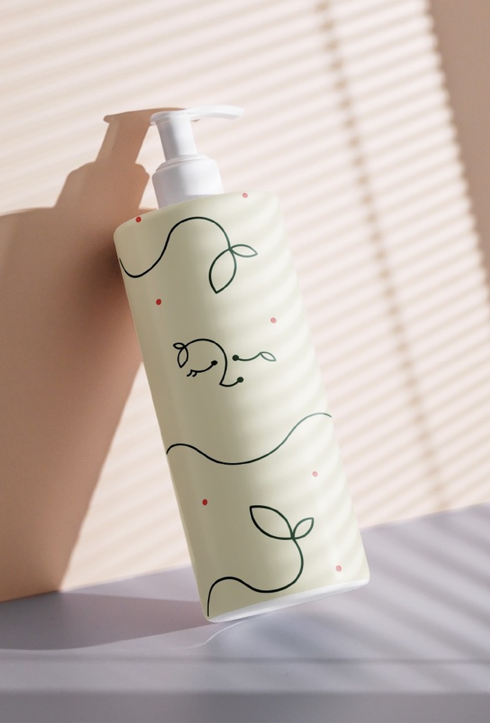 Anahata pump bottle with leaf line pattern