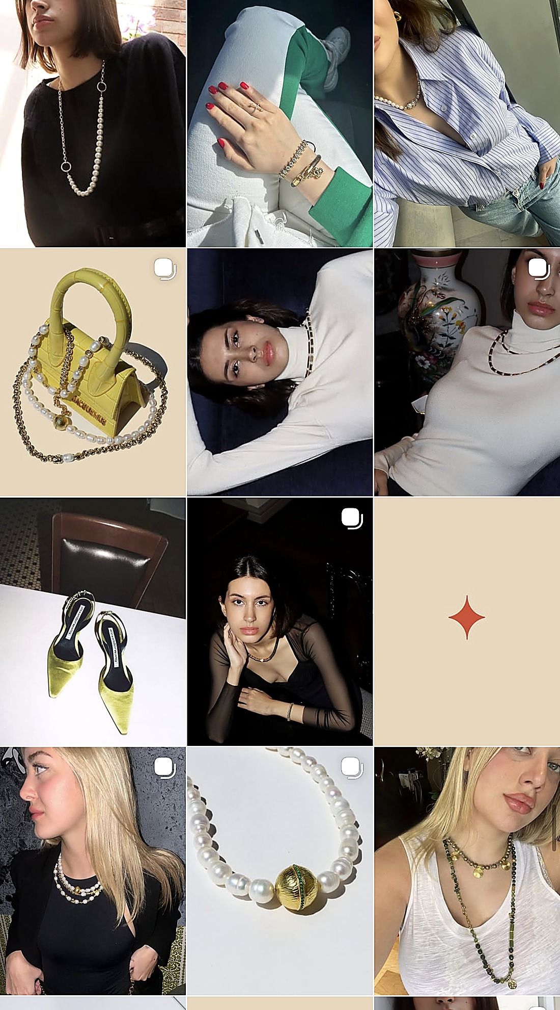 Eunoia Instagram feed grid continued — product and editorial photography